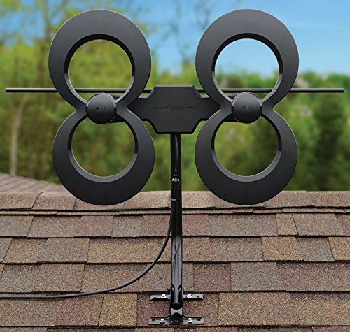 Black Multi-Directional UHF VHF TV Antenna with 20-inch Mast D618