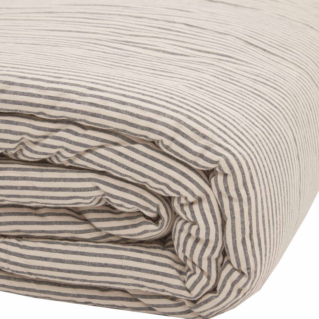 Blue Ticking Stripe Queen Quilt Coverlet U8085