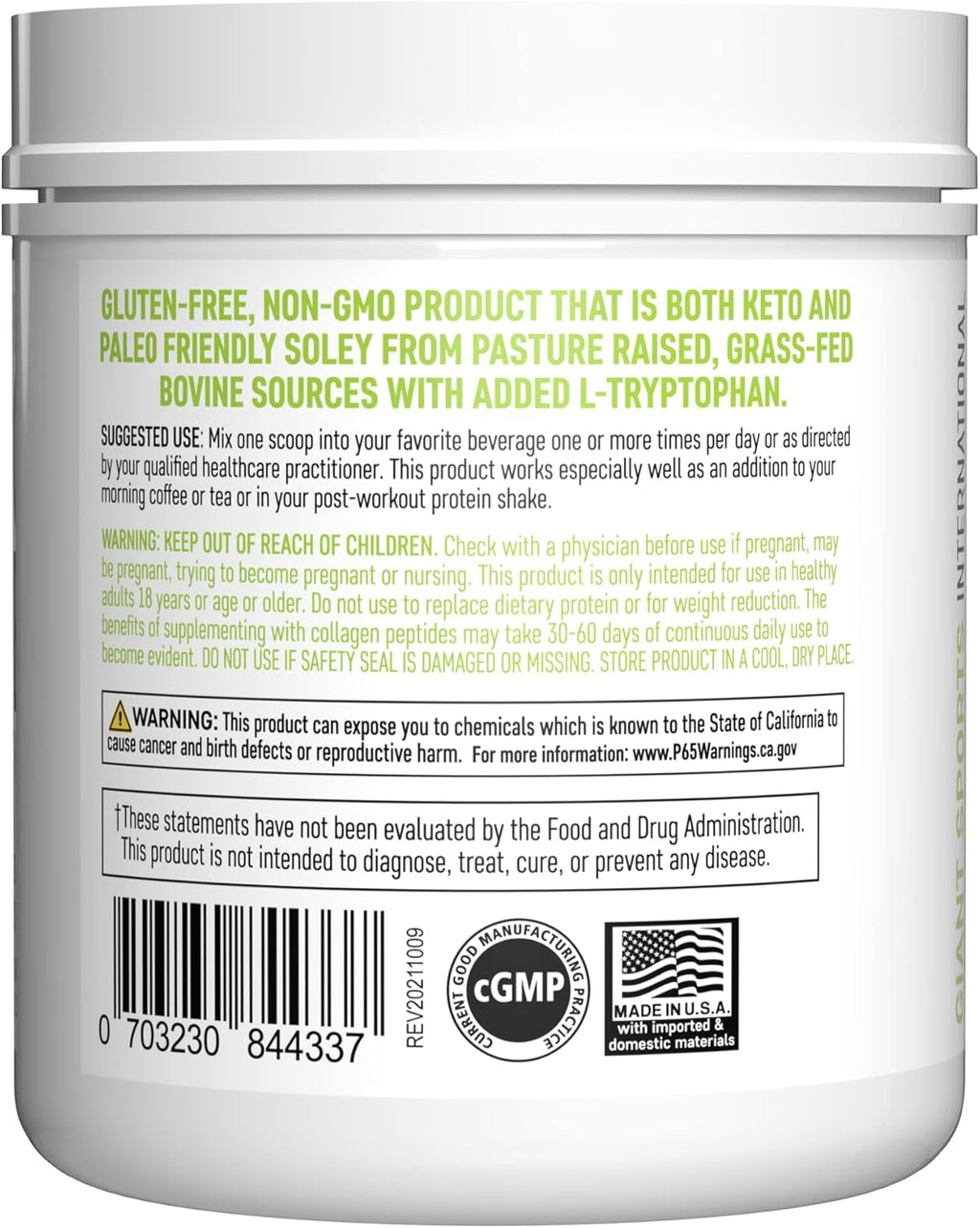 Collagen Peptide Powder Hydrolyzed Amino Acids 1 LB W604072