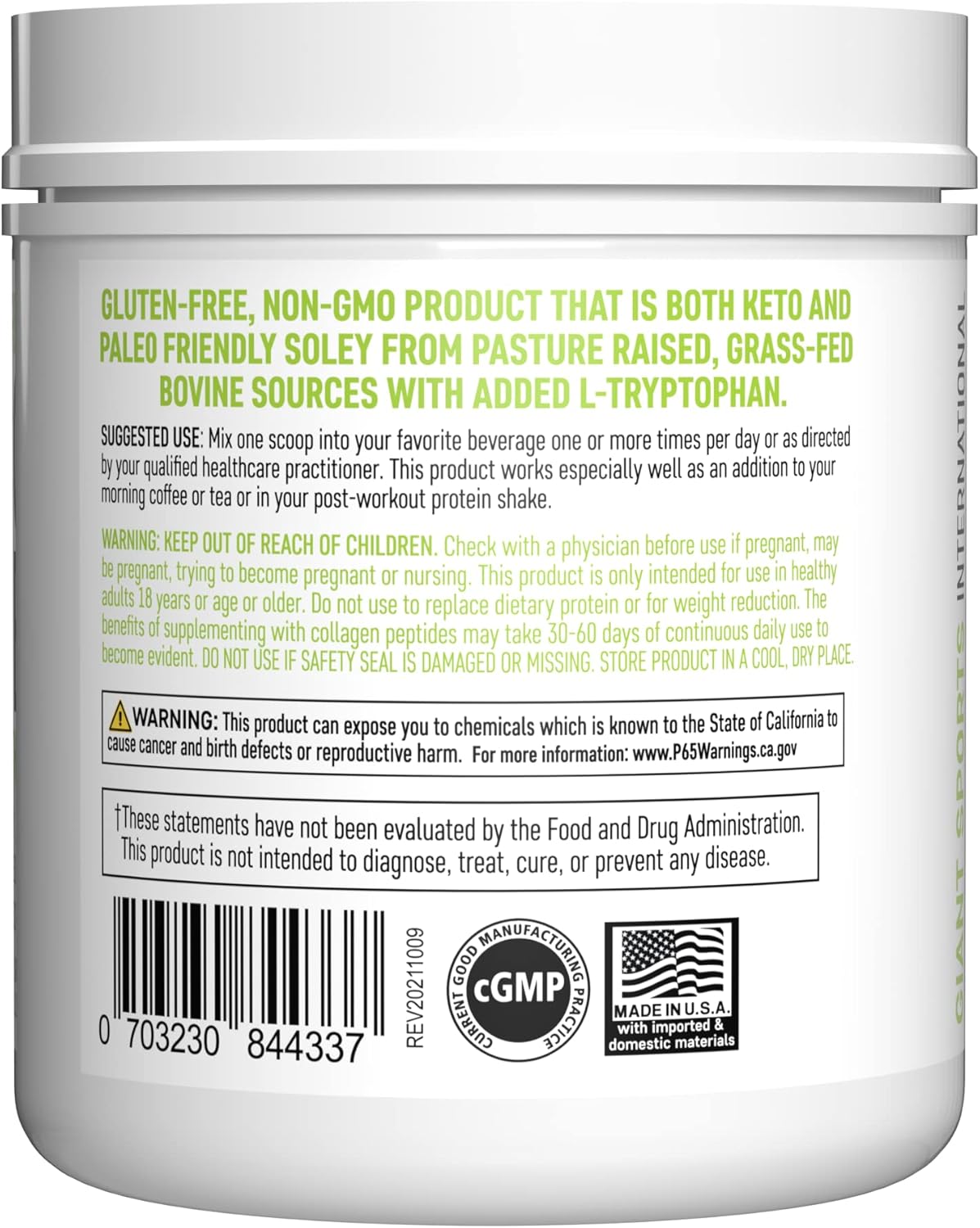 Collagen Peptide Powder Hydrolyzed Amino Acids 1 LB W604072