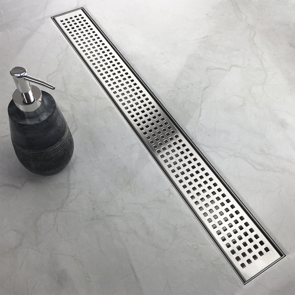 Brushed 304 Stainless Steel Rectangle Linear Shower Drain with Hair Strainer P332