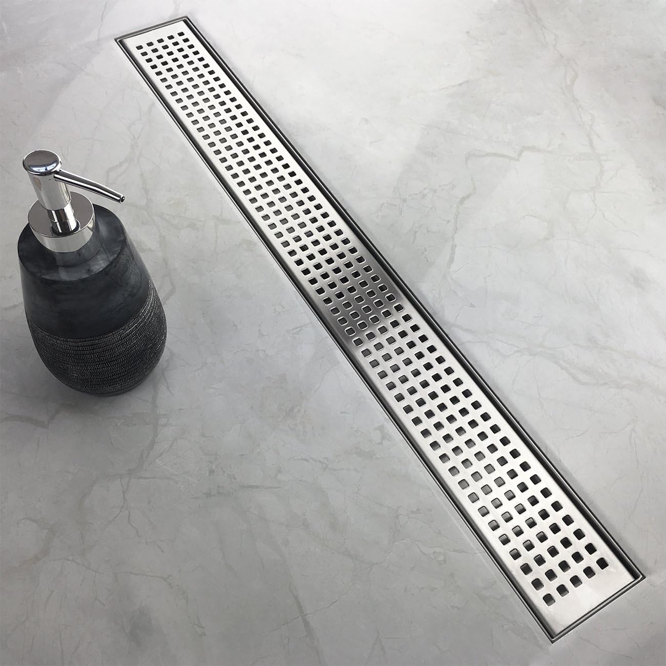 Brushed 304 Stainless Steel Rectangle Linear Shower Drain with Hair Strainer P332