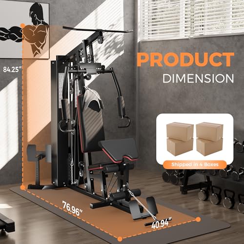 150LBS Weight Stack Home Gym Equipment with Pulley System D327