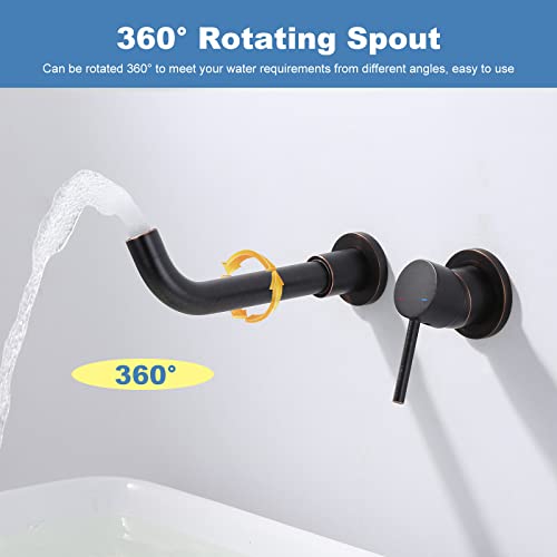 Black and Gold Single Handle Swivel Spout Bathroom Faucet with Rough-in Valve O7191