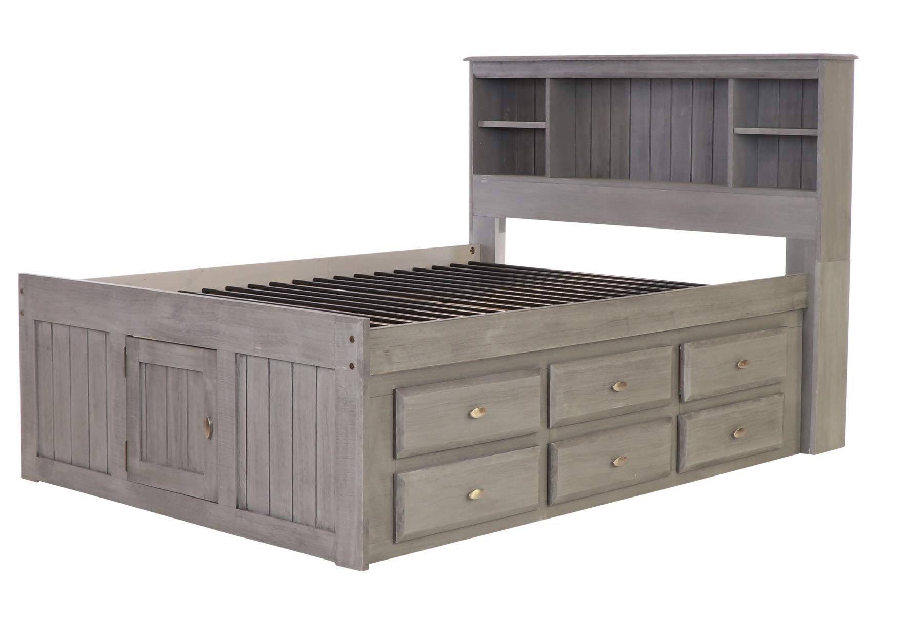 Charcoal Full Bookcase Bed with 12 Drawers D3448