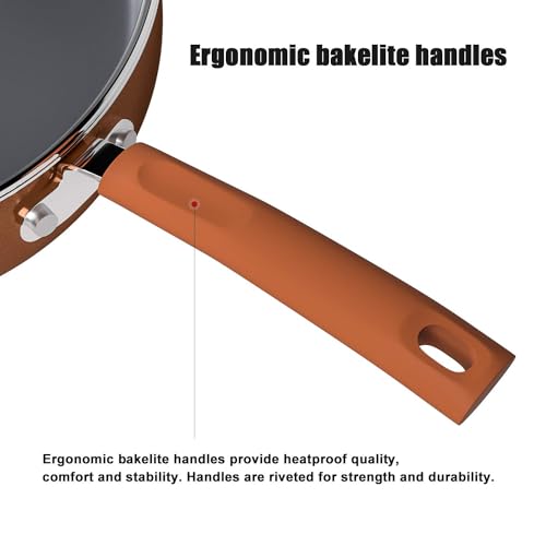 Copper 12-Inch Nonstick Induction Frying Pan with Lid W955