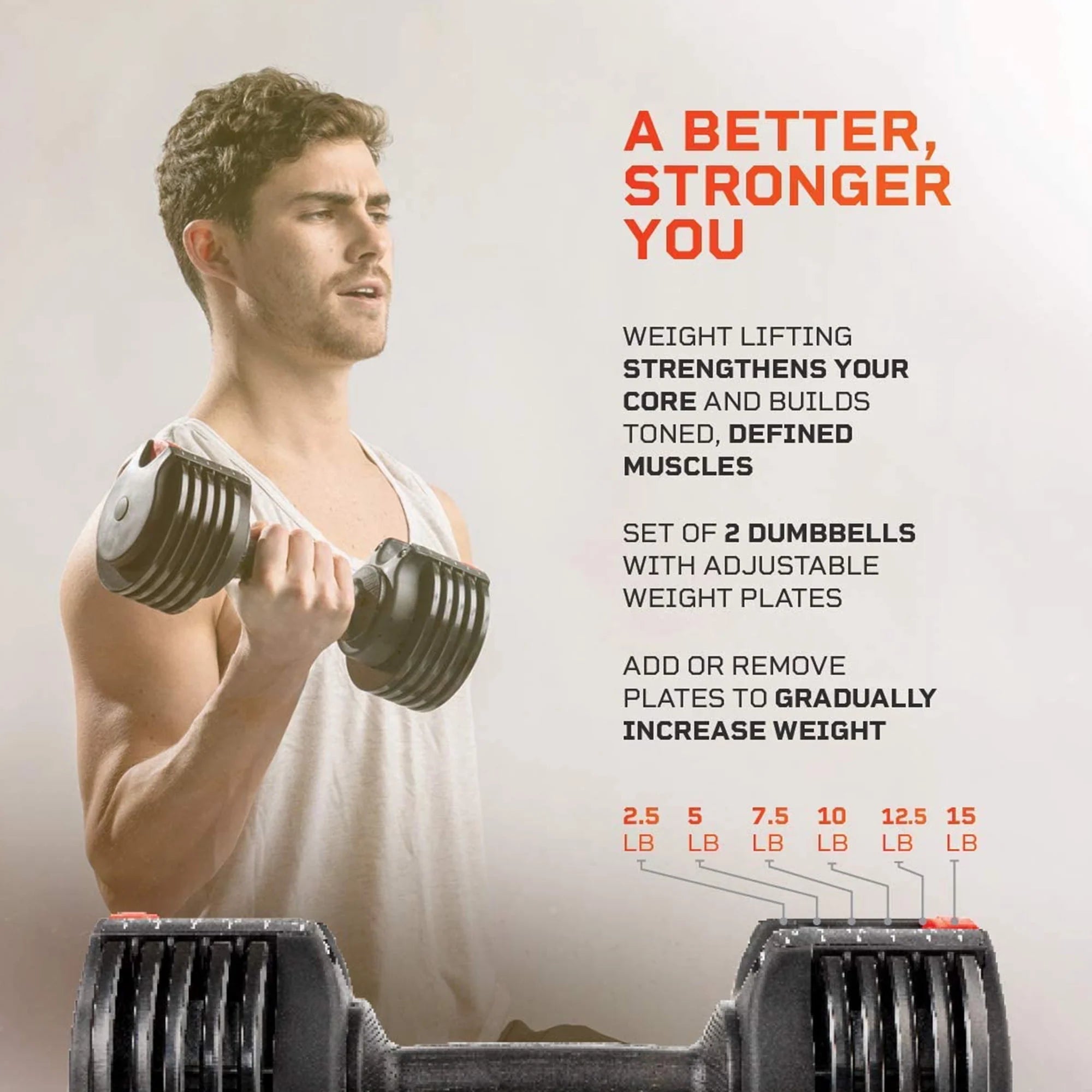15 Pound Adjustable Dumbbells Set, 2 Pcs R690