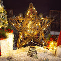 Rattan Natural Star Christmas Tree Topper with 50 Warm LED Lights J52485