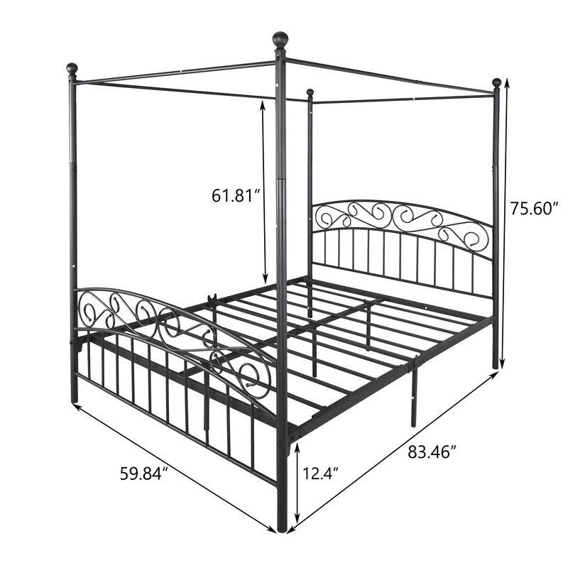 Black Queen Size 4 Poster Canopy Bed Frame M63506
