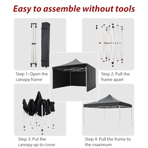 Commercial Canopy Tent 10x10ft Pop Up Canopy Tent with 3 Sidewalls H9392