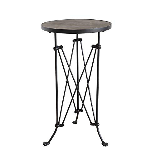 Round Metal Accent Table, 25", Black F2449