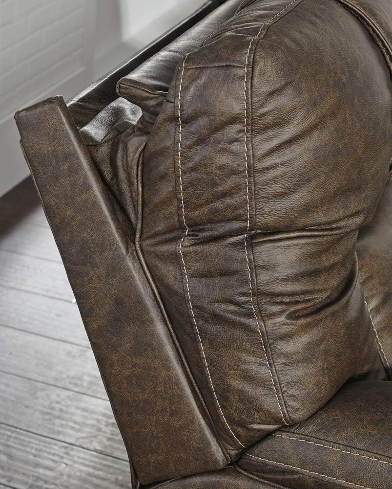 Brown Leather Power Reclining Loveseat R63323