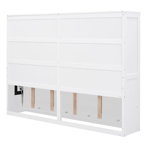 White Solid Wood Queen Size Foldable Platform Bed A328130