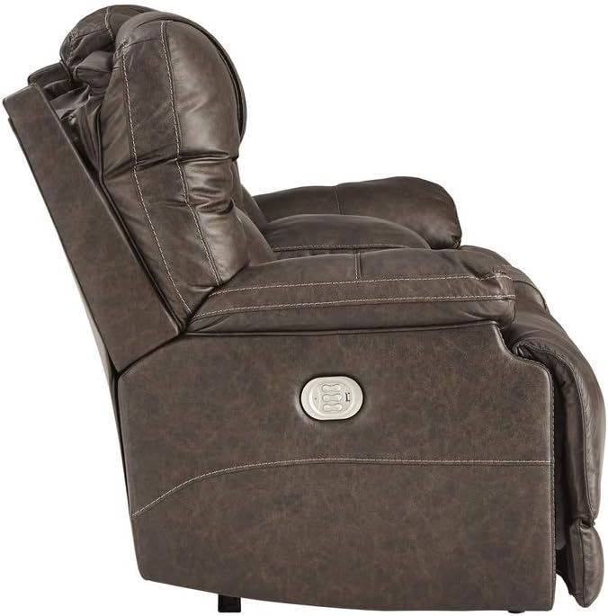 Brown Leather Power Reclining Loveseat R63323