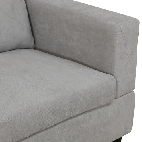 Beige L Shaped Sectional Sofa with Storage Ottoman W98001