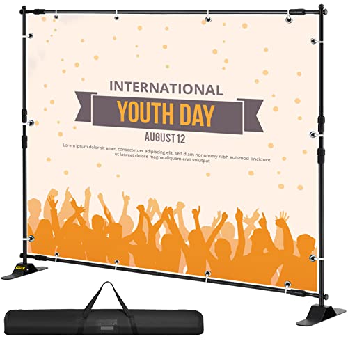 8 x 8 Ft Adjustable Height Backdrop Stand with Carrying Bag Y956167
