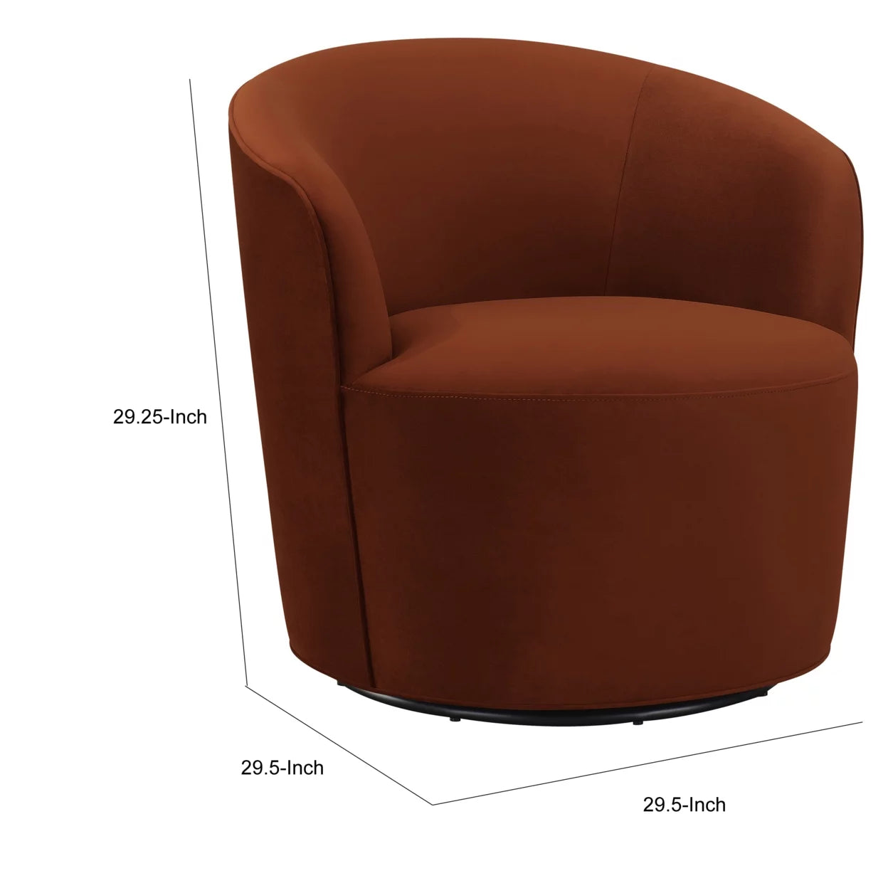 Burnished Orange Velvet Swivel Accent Chair I5923