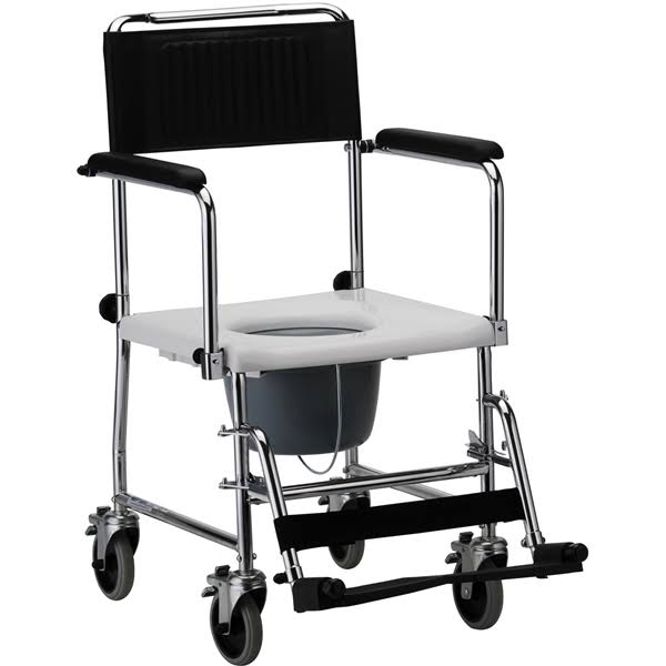 Black Drop Arm Transport Chair Commode D3939