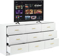 White 9 Drawer Dresser with Wooden Top O1823