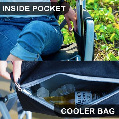 Oversized Rocking Camping Chair with Cooler and Side Pocket (Black/Grey) Y59624