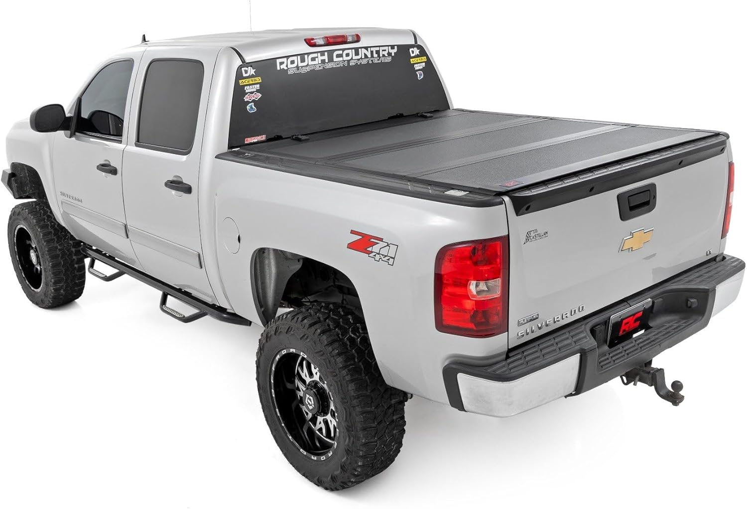 Hard Tri-Fold Flip Up Truck Bed Tonneau Cover for 5'9 Bed w/Rail Caps L64253