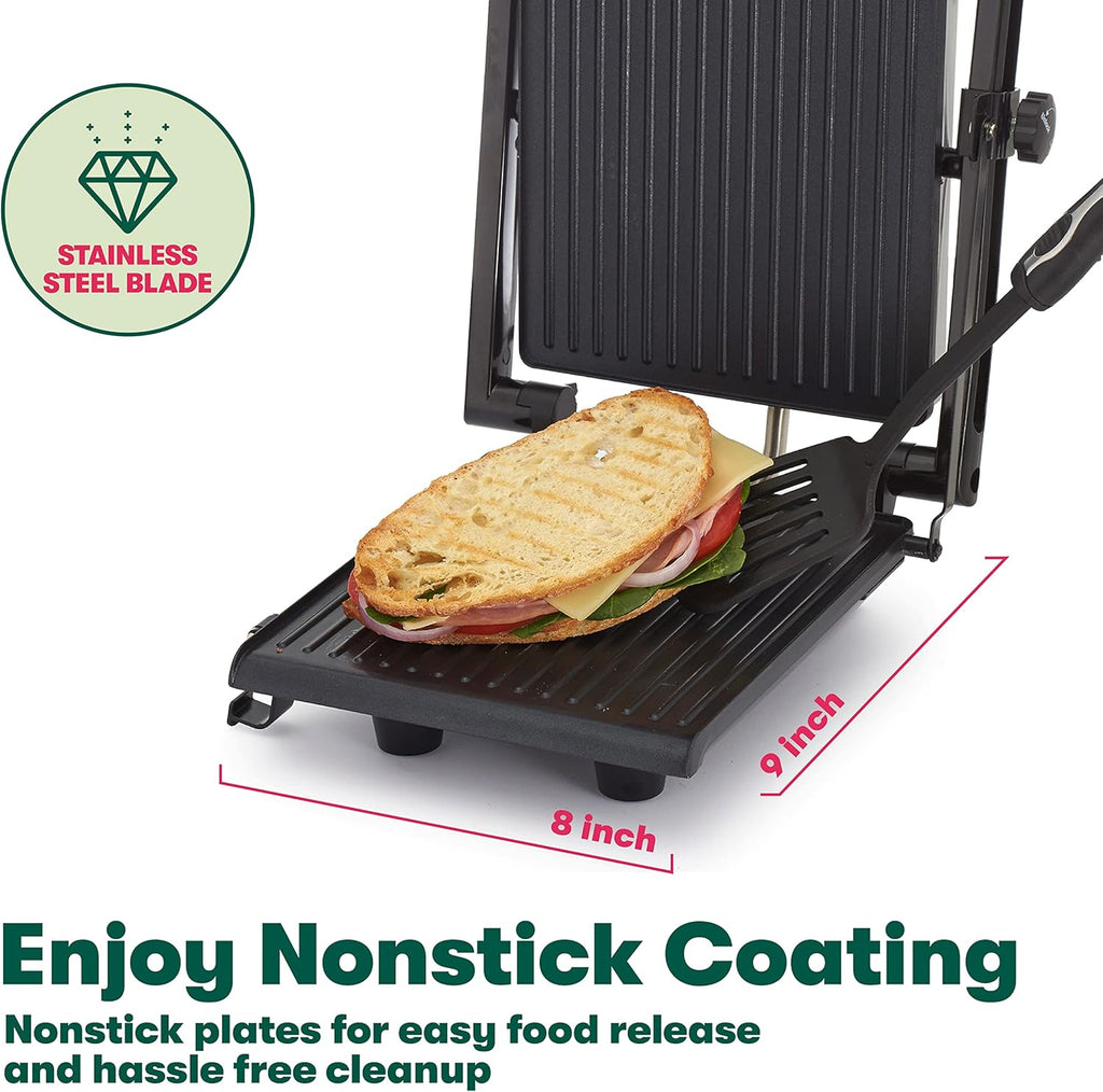Stainless Steel Panini Press with Double Nonstick Plates D839