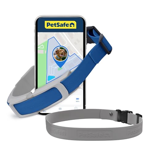 GPS Dog Collar with App, Waterproof Rechargeable (Blue, Grey) T4716