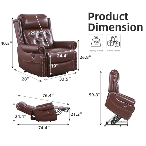 Oversized Power Lift Recliner Chair with Massage and Heat Chenille C4107