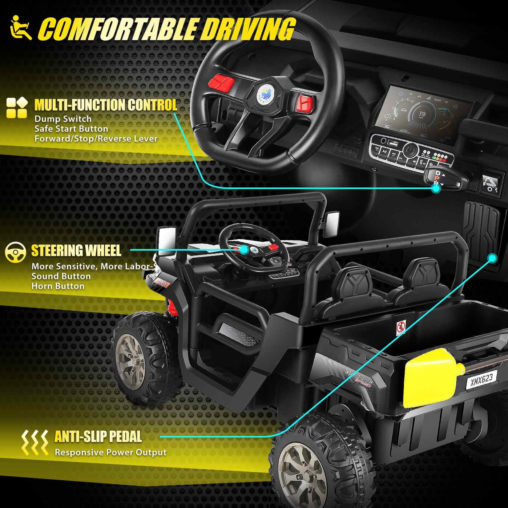 Black 24 V 2 Seater Electric Ride on Dump Truck with Remote Control D655632