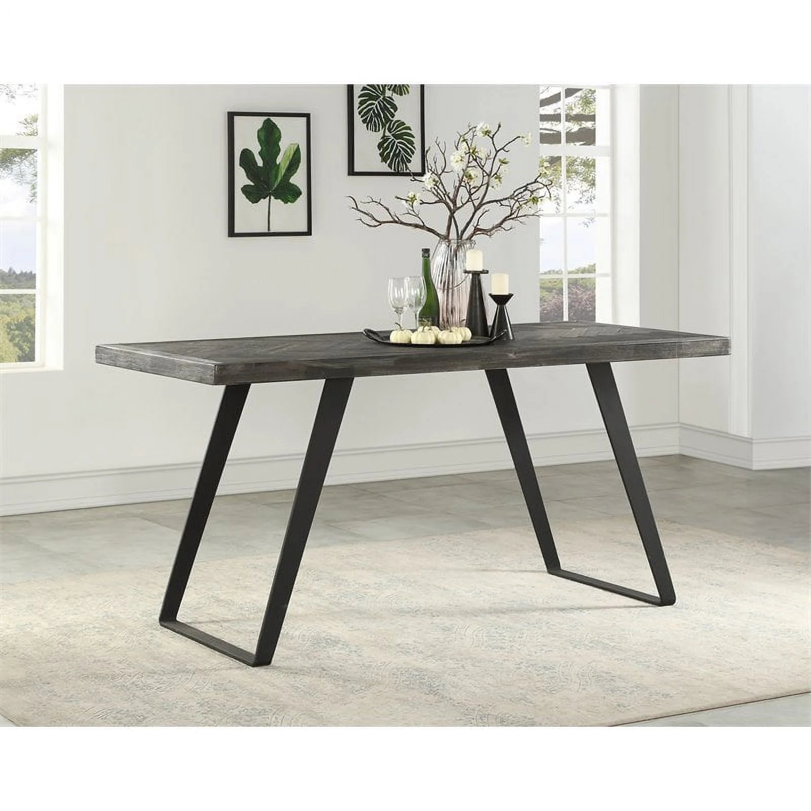 Wood Herringbone Counter Height Dining Table P33222