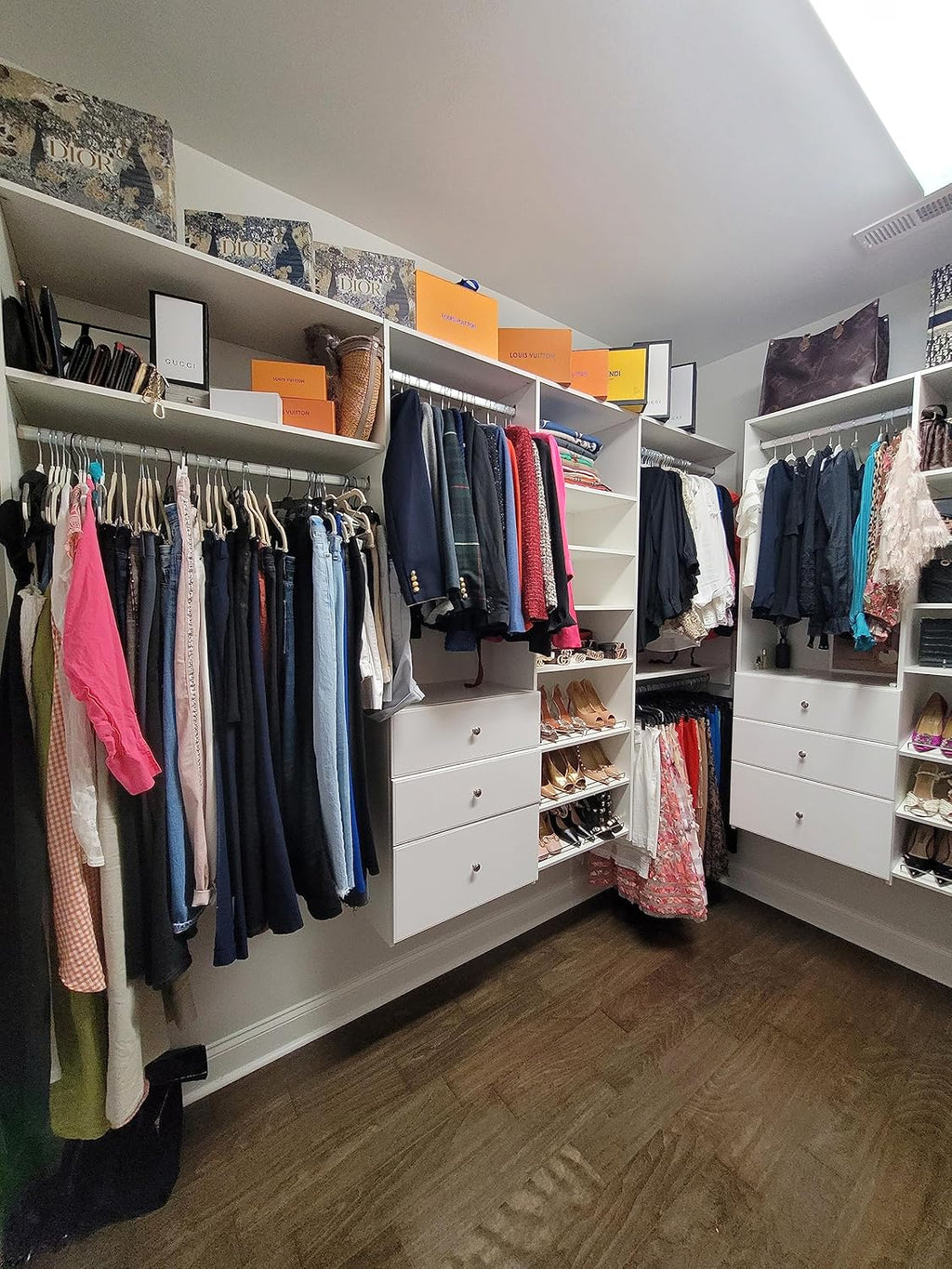 White Wall Mounted Closet Storage Organizer with Shelves and Drawers T8456
