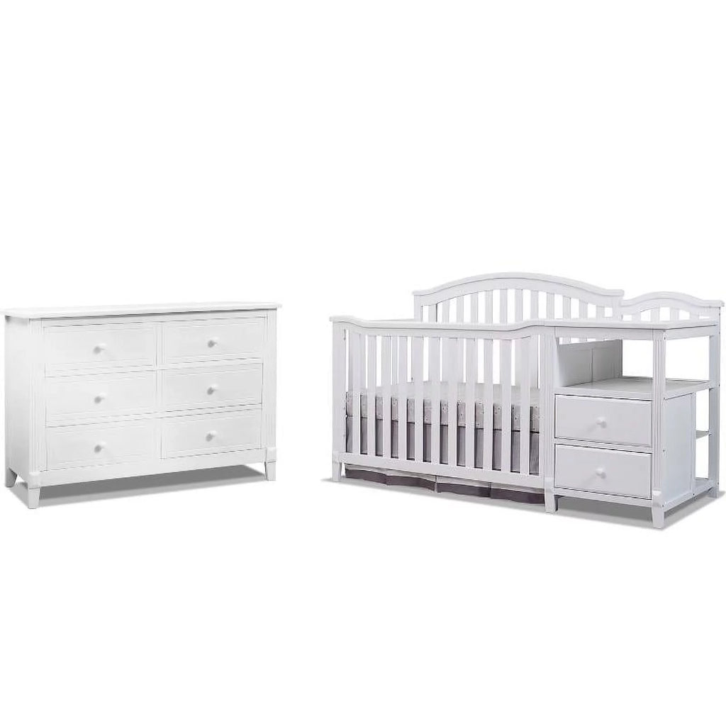 White 6 Drawer Double Dresser Set with Changing Table X582