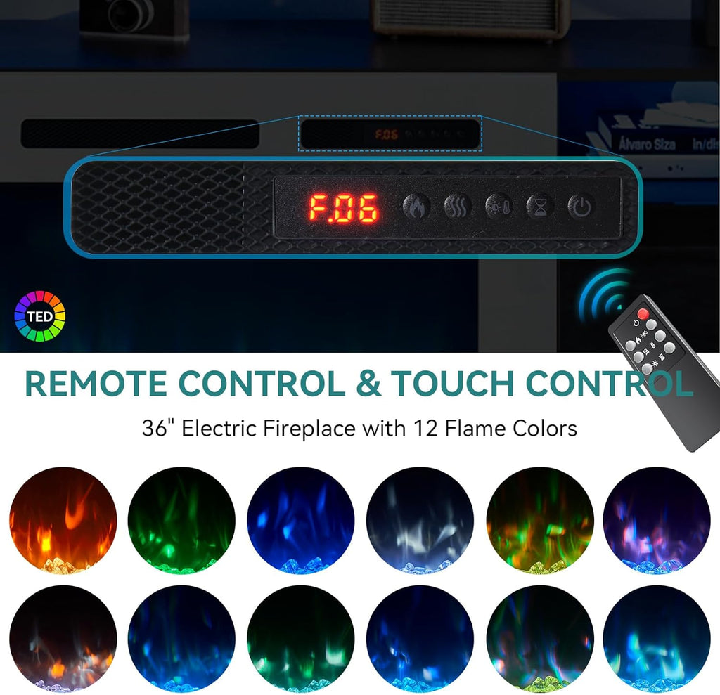 Black 79 inch Fireplace TV Stand with Electric Fireplace G445243