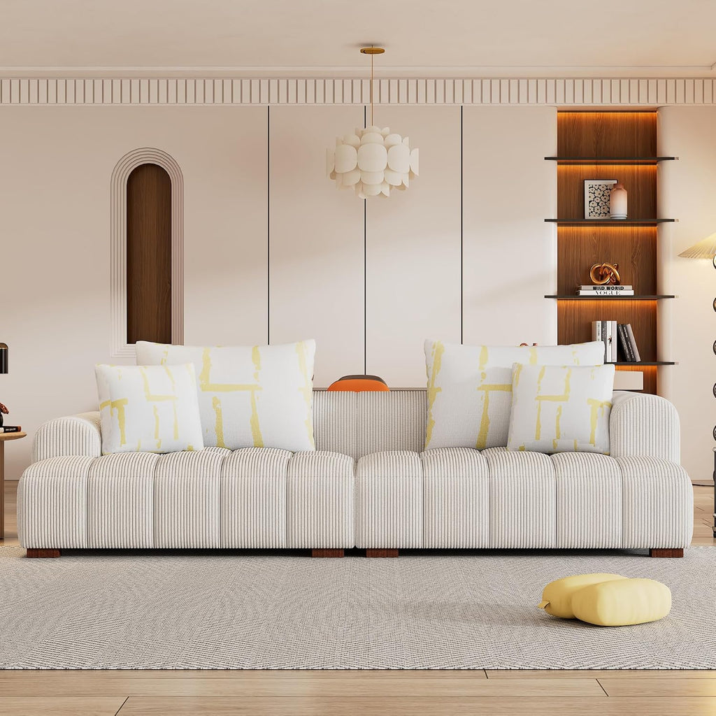 Oversized Corduroy Modular Sectional Sofa with 4 Pillows M2323