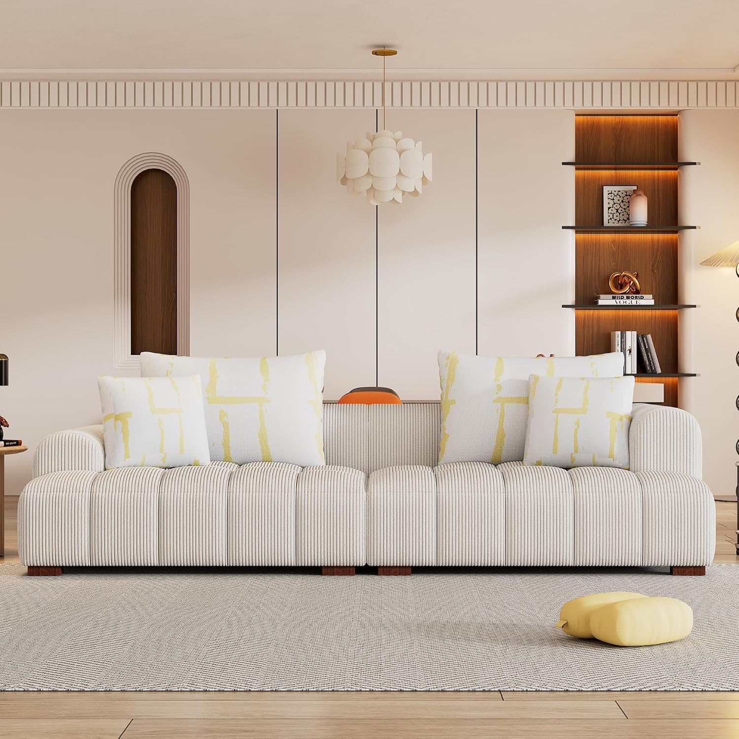Oversized Corduroy Modular Sectional Sofa with 4 Pillows M2323