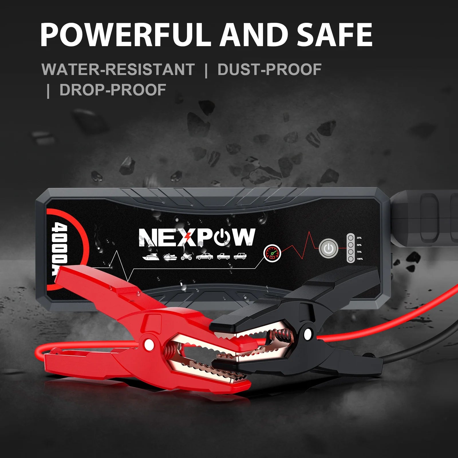 4000A Peak 24000mAh 12V Portable Jump Starter with LED Light N72887