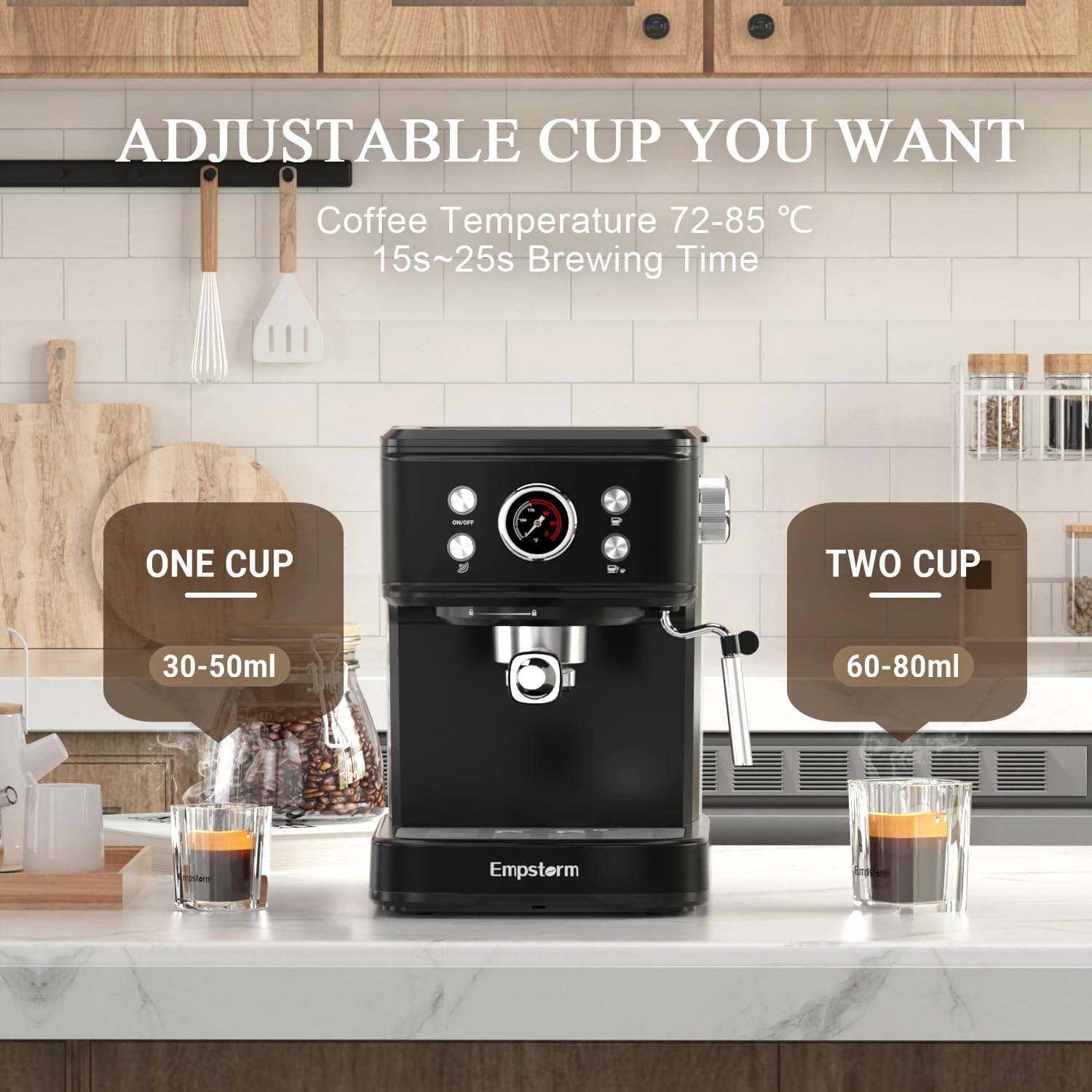 Black 20 Bar Espresso Coffee Machine with Milk Frother X5383