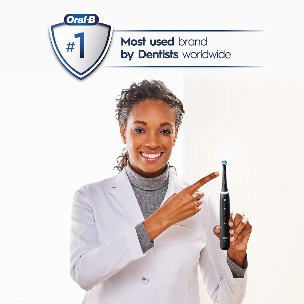 Black Rechargeable Electric Toothbrush with Visible Pressure Sensor, 2 Minute Timer, 5 Cleaning Settings, 1 Replacement Toothbrush Heads, and Travel Case J786