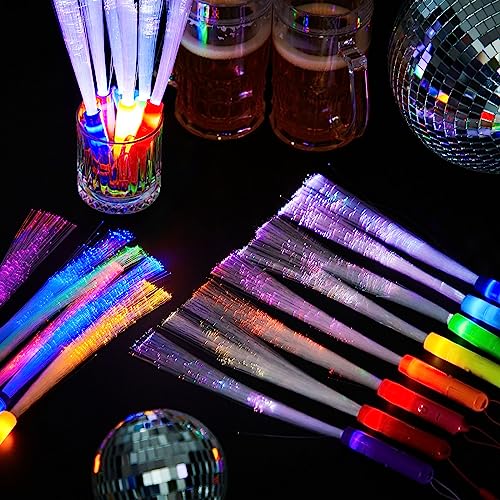 10 Pieces Fiber Optic Wand Light up Glow Stick LED Colorful Flashing Wands Z89701