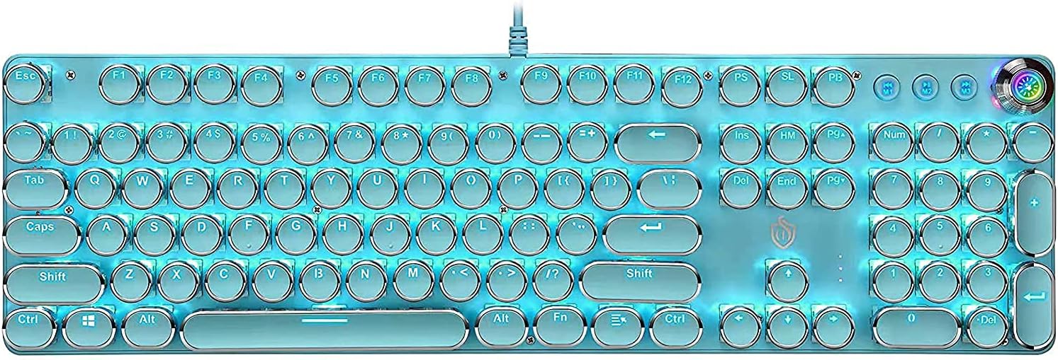 White 104 Keys Mechanical Keyboard with Blue Switch V620
