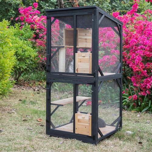 4 Tiers 70.9" H Catio Cat House Outdoor Enclosure with Removable Floor B8747