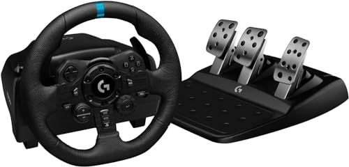 Black Genuine Leather Racing Wheel and Pedals T597