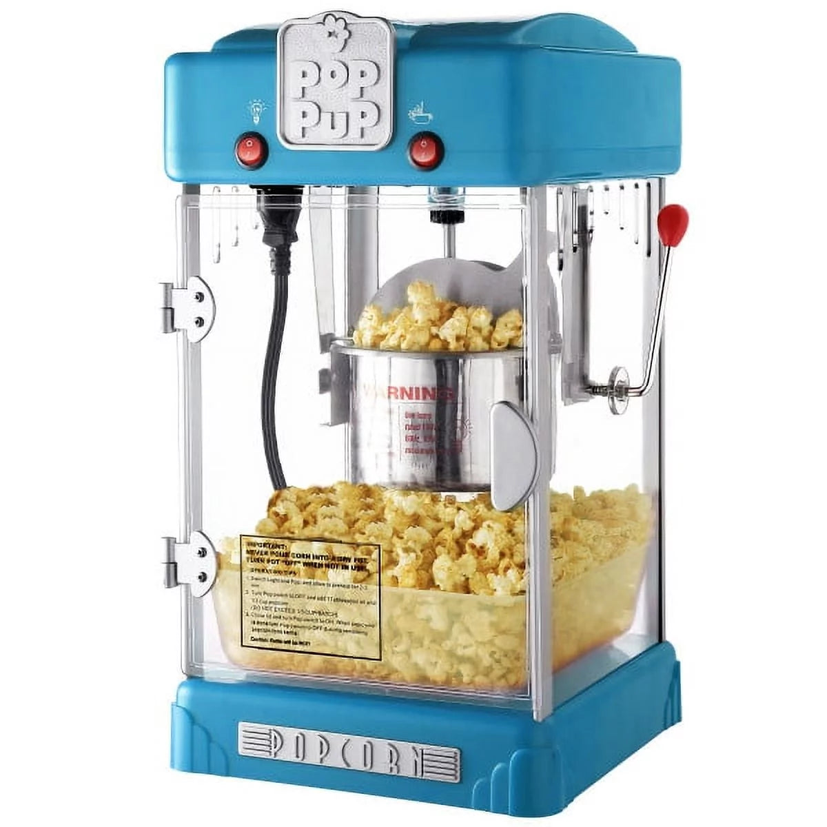 2.5oz Kettle Popcorn Machine with Measuring Spoon, Scoop, and 25 Serving Bags (Blue) N34833