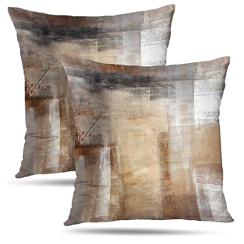 Brown and Grey Decorative Pillow Covers Set of 2 V55947