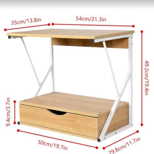 2 Tier Wooden Microwave Stand Shelf with Drawer X3338