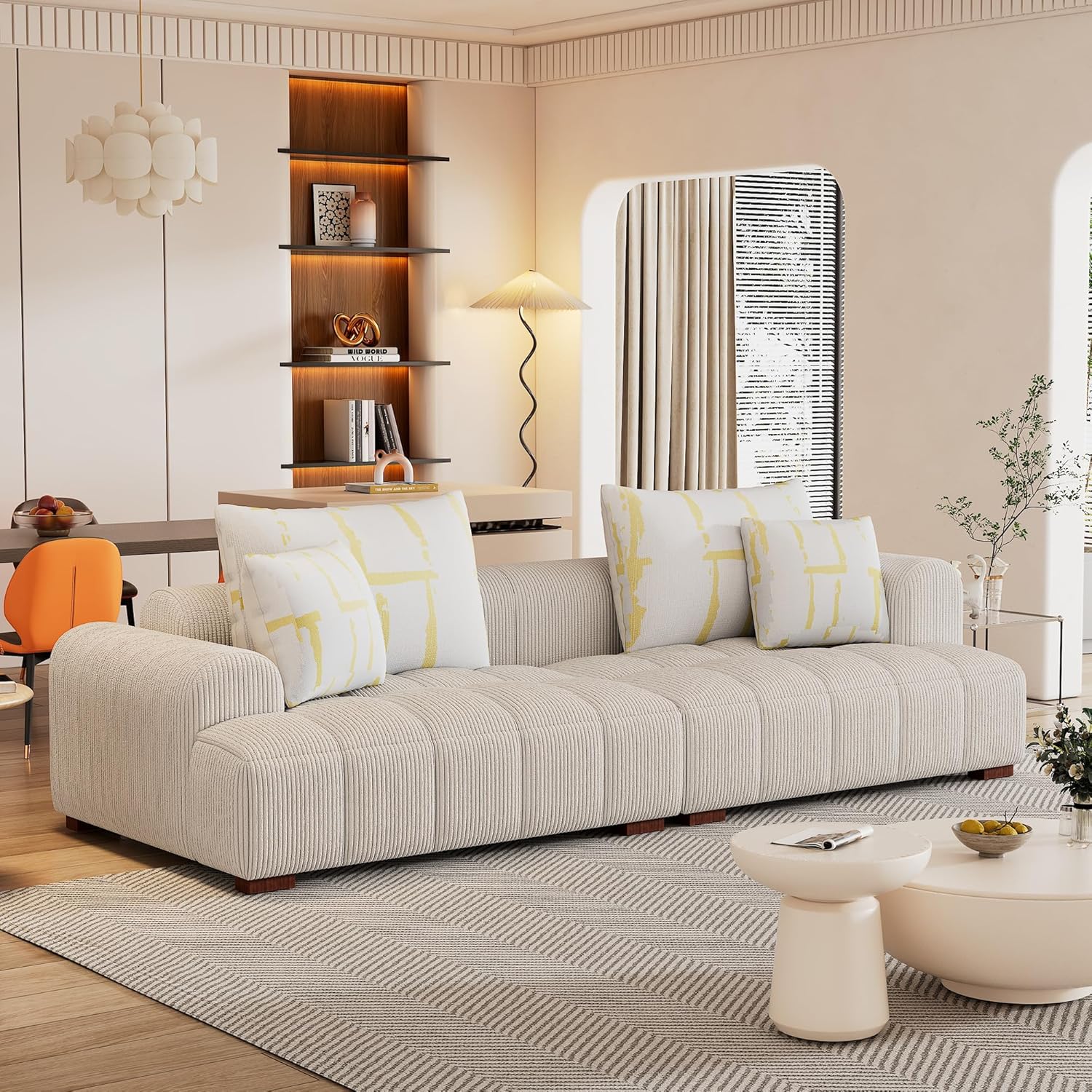 Oversized Corduroy Modular Sectional Sofa with 4 Pillows M2323