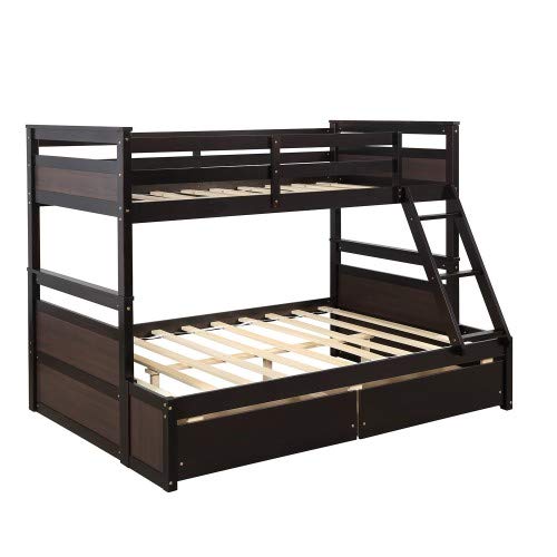 Gray Solid Wood Twin Over Full Bunk Bed Frame I36457