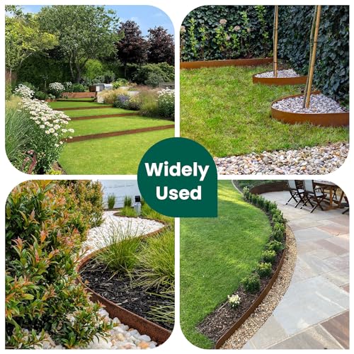 Corten Steel Landscape Edging 40 Inch Strips 8 Inch Depth 6 pcs Y242907