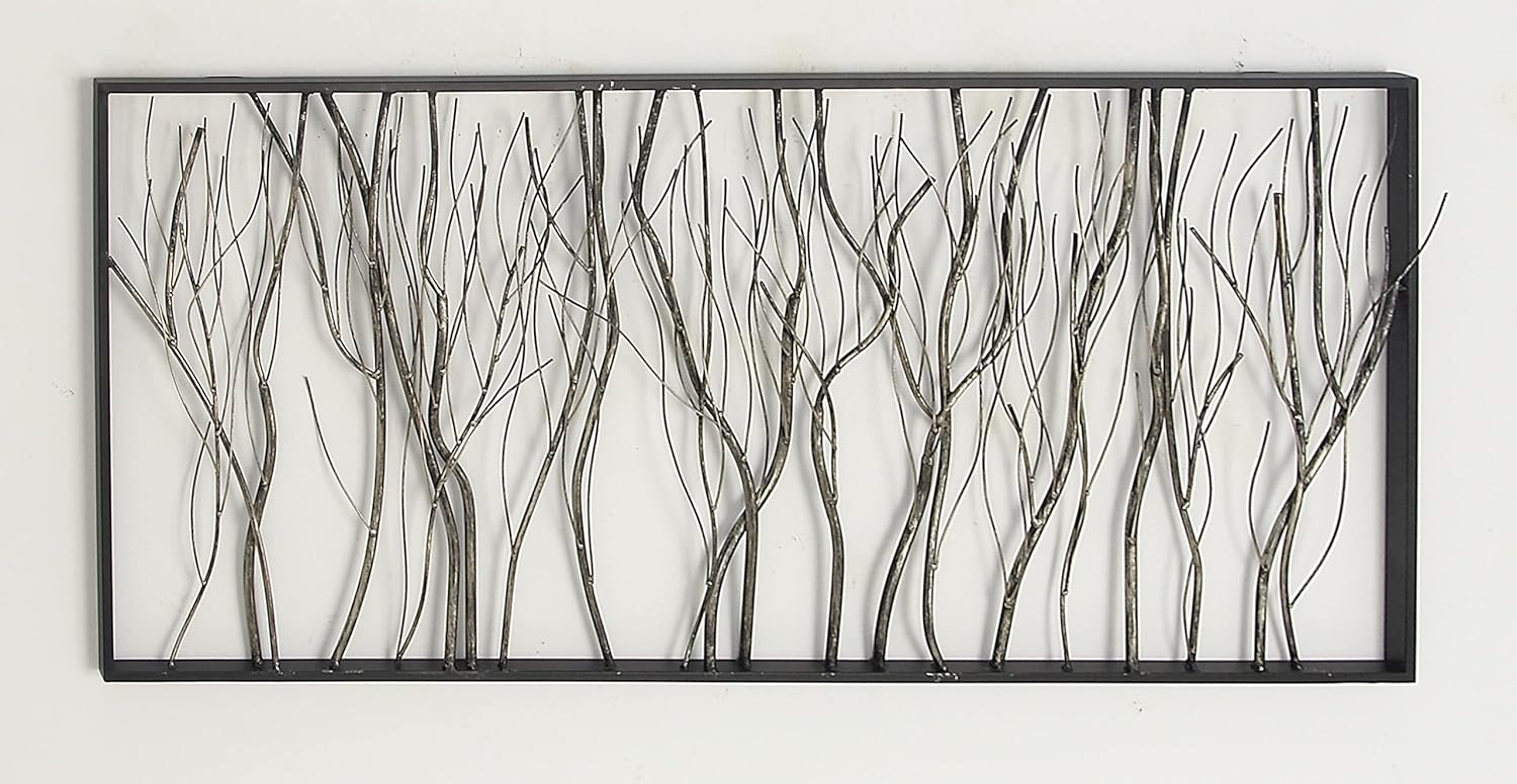 Silver Metal Wall Sculpture 48 x 22 Inch G3472