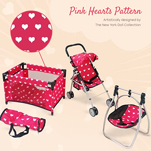 Pink Baby Doll Stroller with Crib Furniture Playset S283